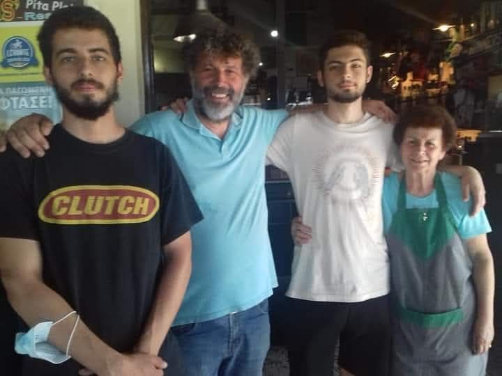 Mamma Victoria with her family at Oasis Taverna